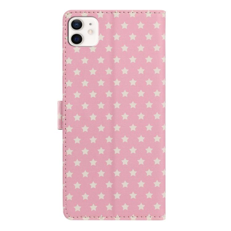 For iPhone 12 mini Star Pattern Magnetic Buckle Vegan Leather Phone Case with Wrist Strap