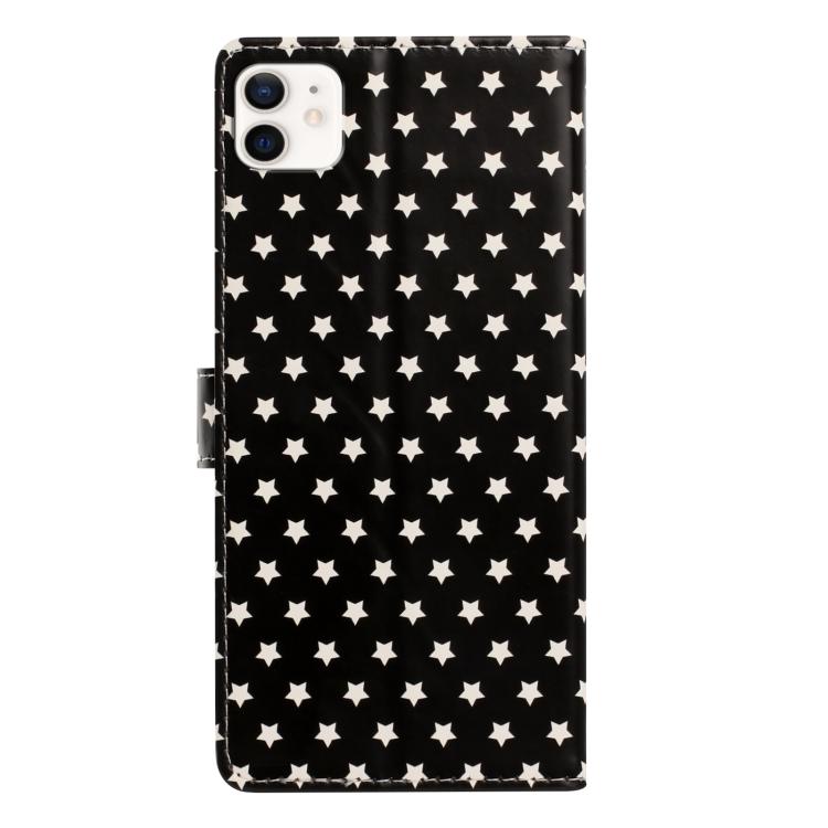 For iPhone 12 mini Star Pattern Magnetic Buckle Vegan Leather Phone Case with Wrist Strap