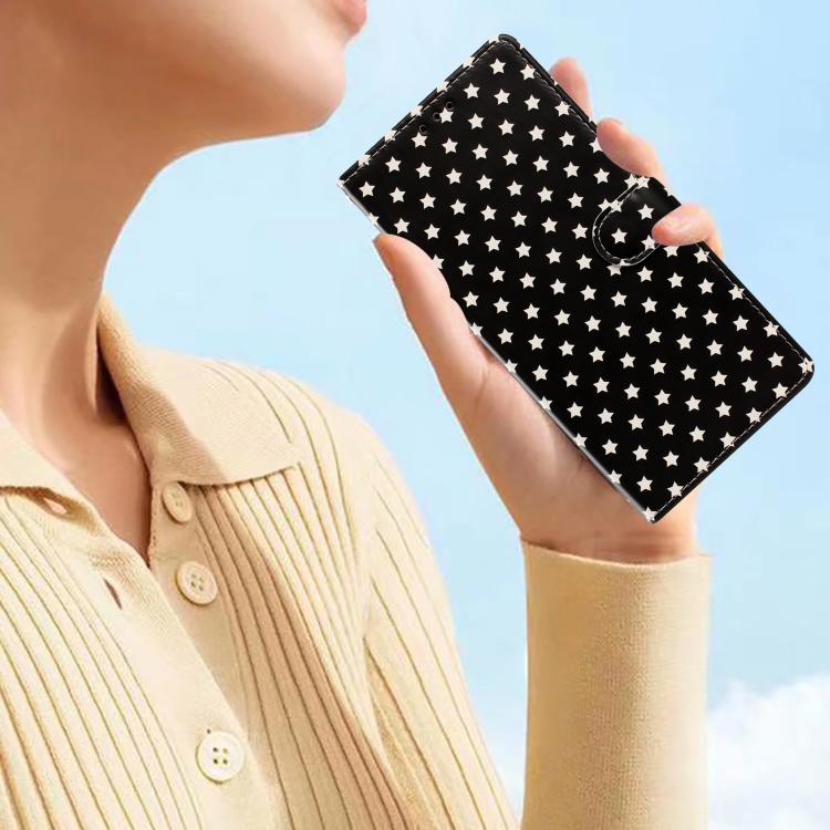 For iPhone 12 mini Star Pattern Magnetic Buckle Vegan Leather Phone Case with Wrist Strap