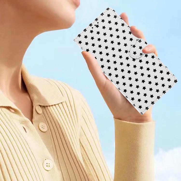 For iPhone 12 mini Star Pattern Magnetic Buckle Vegan Leather Phone Case with Wrist Strap