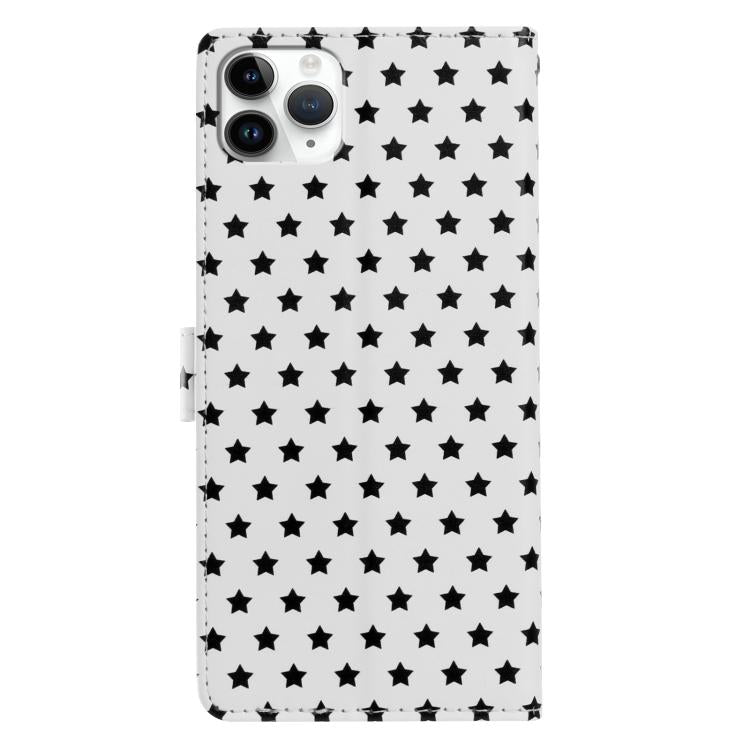 For iPhone 12 Pro Max Star Pattern Magnetic Buckle Vegan Leather Phone Case with Wrist Strap