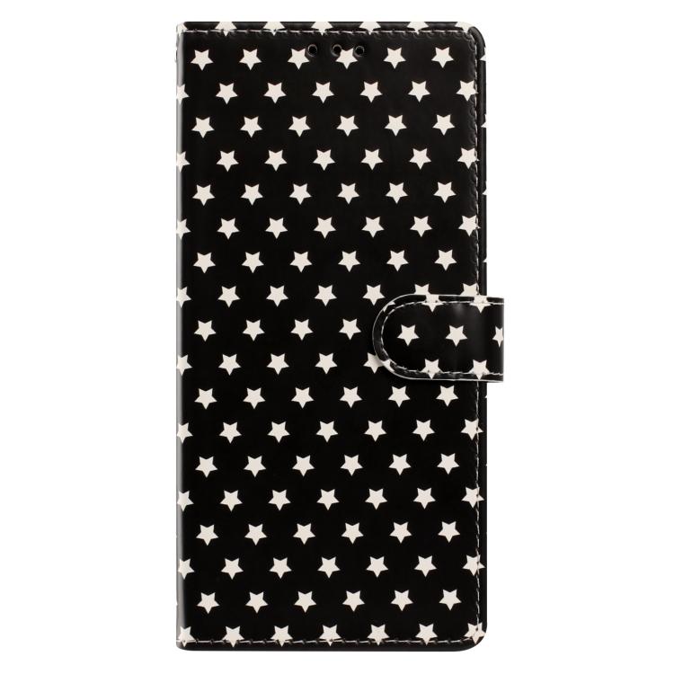 For iPhone 13 mini Star Pattern Magnetic Buckle Vegan Leather Phone Case with Wrist Strap