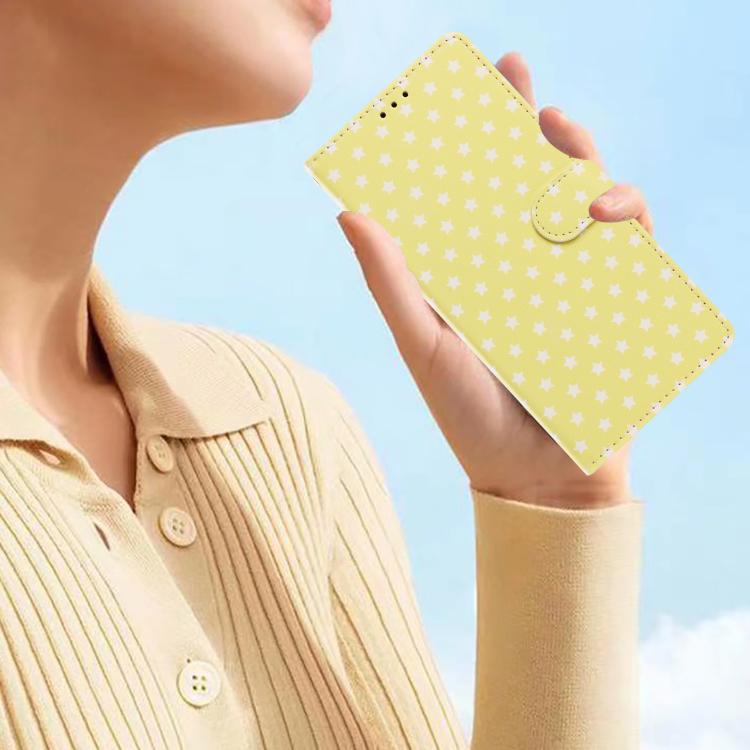 For iPhone 13 mini Star Pattern Magnetic Buckle Vegan Leather Phone Case with Wrist Strap