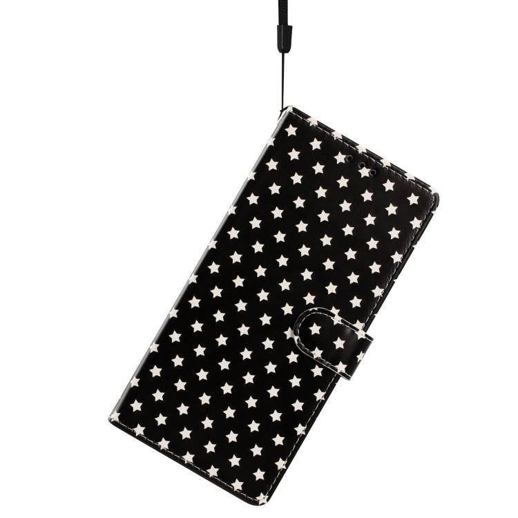 For iPhone 14 Pro Max Star Pattern Magnetic Buckle Vegan Leather Phone Case with Wrist Strap