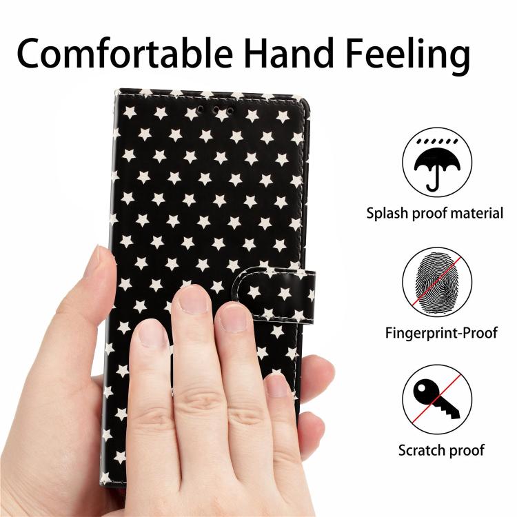 For iPhone 14 Pro Max Star Pattern Magnetic Buckle Vegan Leather Phone Case with Wrist Strap