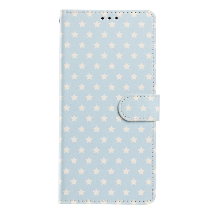 For iPhone 15 Pro Max Star Pattern Magnetic Buckle Vegan Leather Phone Case with Wrist Strap