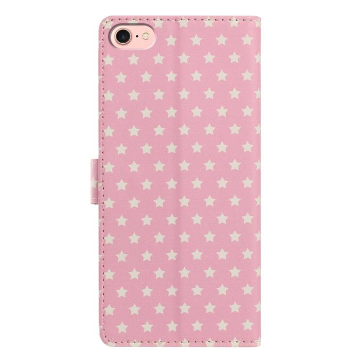 For iPhone 17e / 16e Star Pattern Magnetic Buckle Vegan Leather Phone Case with Wrist Strap