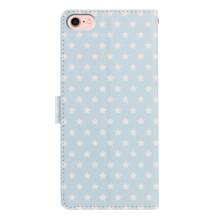 For iPhone 17e / 16e Star Pattern Magnetic Buckle Vegan Leather Phone Case with Wrist Strap
