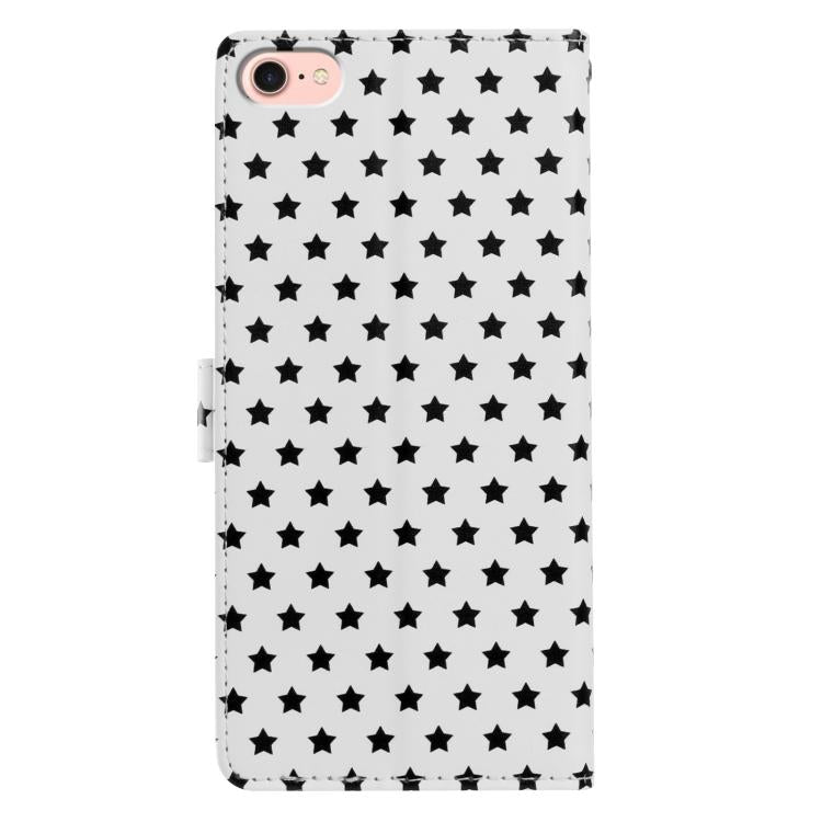 For iPhone 17e / 16e Star Pattern Magnetic Buckle Vegan Leather Phone Case with Wrist Strap