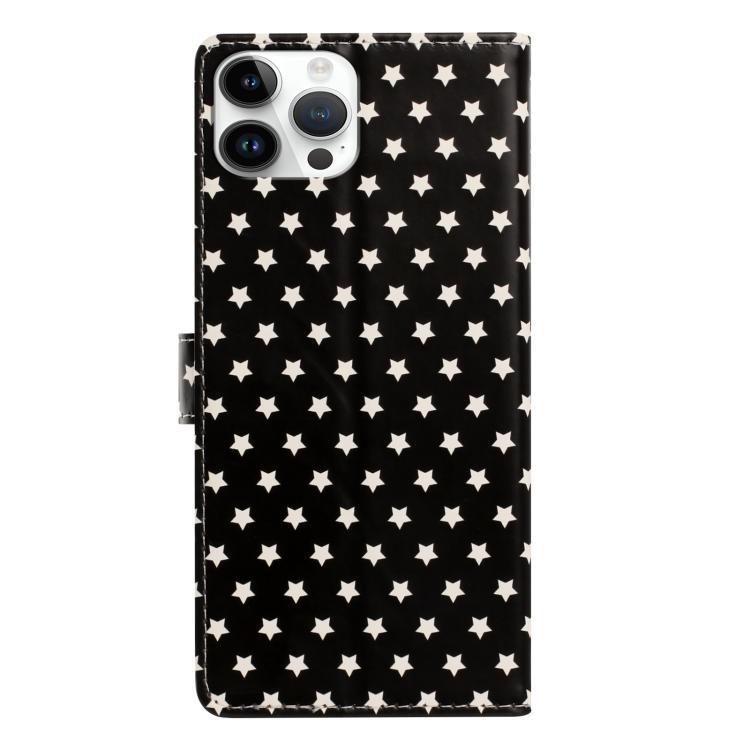 For iPhone 16 Pro Max Star Pattern Magnetic Buckle Vegan Leather Phone Case with Wrist Strap
