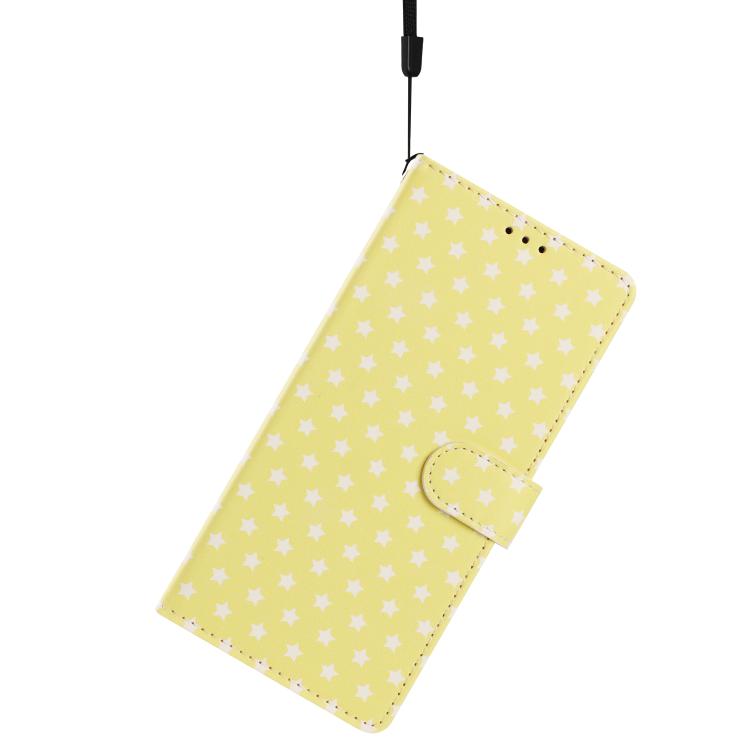 For iPhone 17 Star Pattern Magnetic Buckle Vegan Leather Phone Case with Wrist Strap