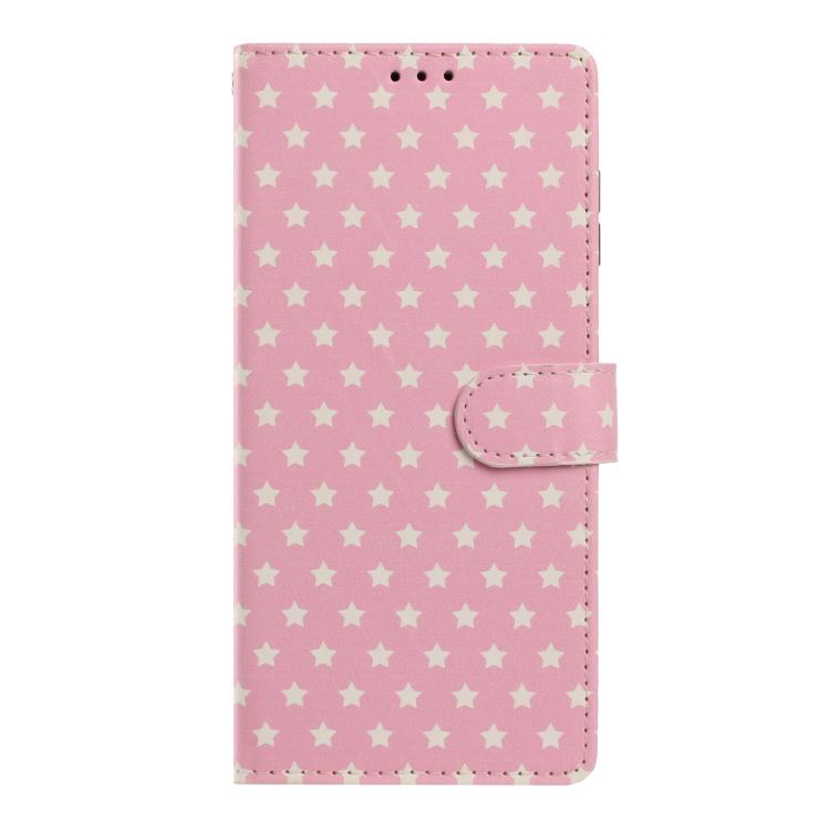 For iPhone 17 Pro Star Pattern Magnetic Buckle Vegan Leather Phone Case with Wrist Strap