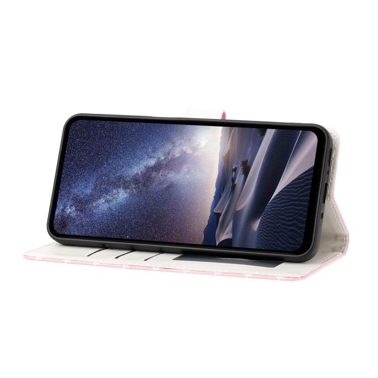 For iPhone 17 Pro Star Pattern Magnetic Buckle Vegan Leather Phone Case with Wrist Strap