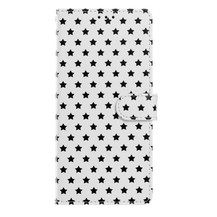 For iPhone 17 Pro Star Pattern Magnetic Buckle Vegan Leather Phone Case with Wrist Strap