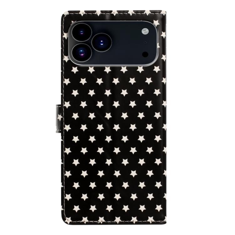 For iPhone 17 Pro Max Star Pattern Magnetic Buckle Vegan Leather Phone Case with Wrist Strap