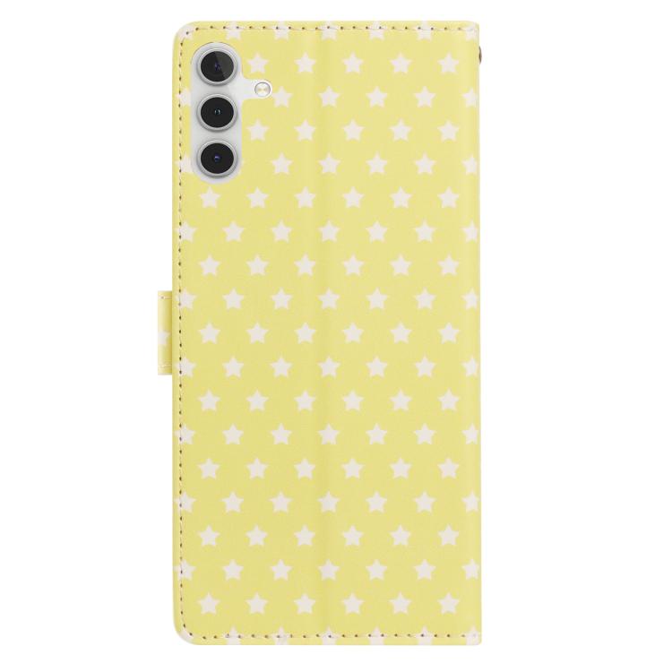 For Galaxy A05s Star Pattern Magnetic Buckle Vegan Leather Phone Case with Wrist Strap