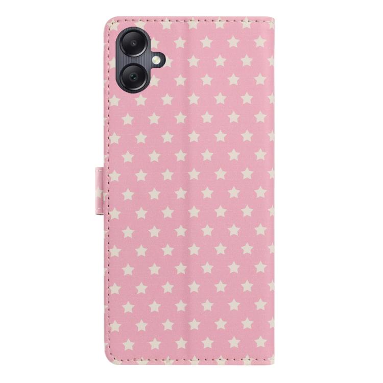 For Galaxy A06 4G Star Pattern Magnetic Buckle Vegan Leather Phone Case with Wrist Strap