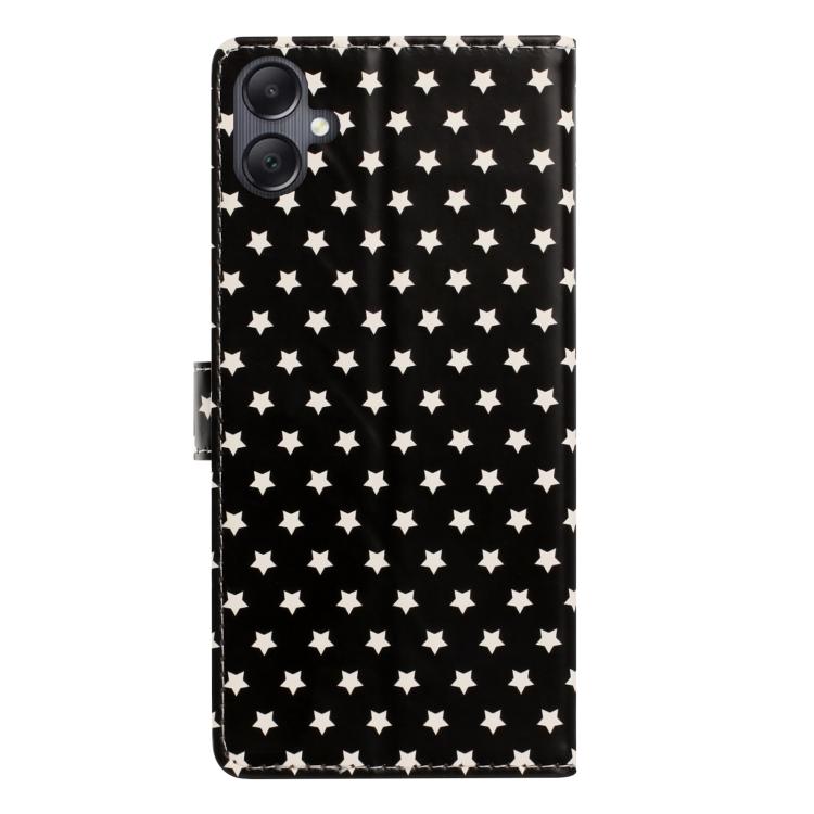 For Galaxy A06 4G Star Pattern Magnetic Buckle Vegan Leather Phone Case with Wrist Strap