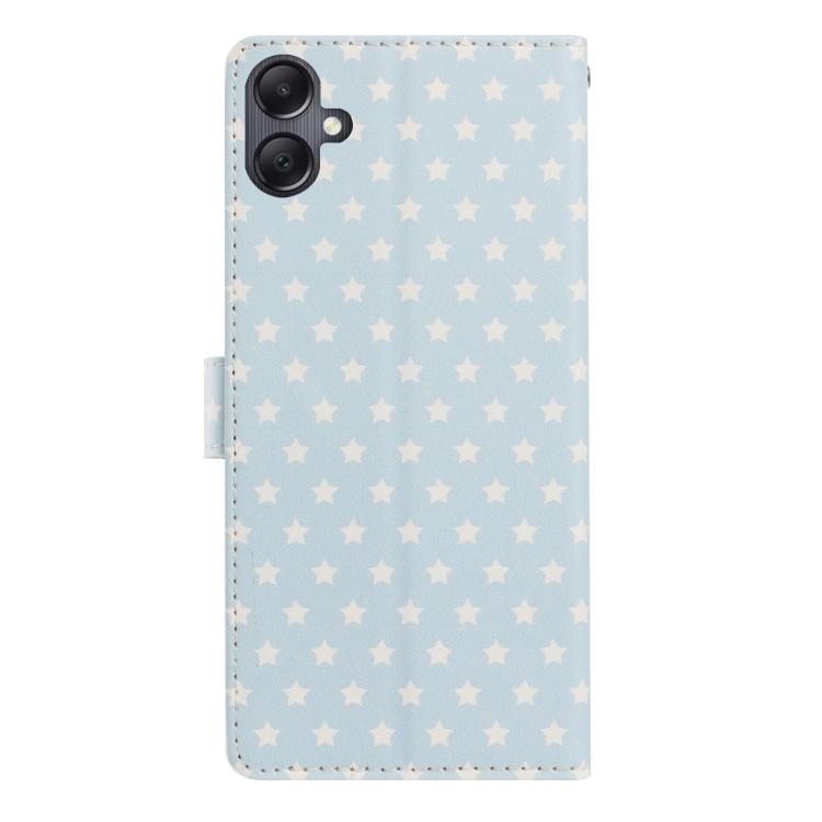 For Galaxy A06 4G Star Pattern Magnetic Buckle Vegan Leather Phone Case with Wrist Strap