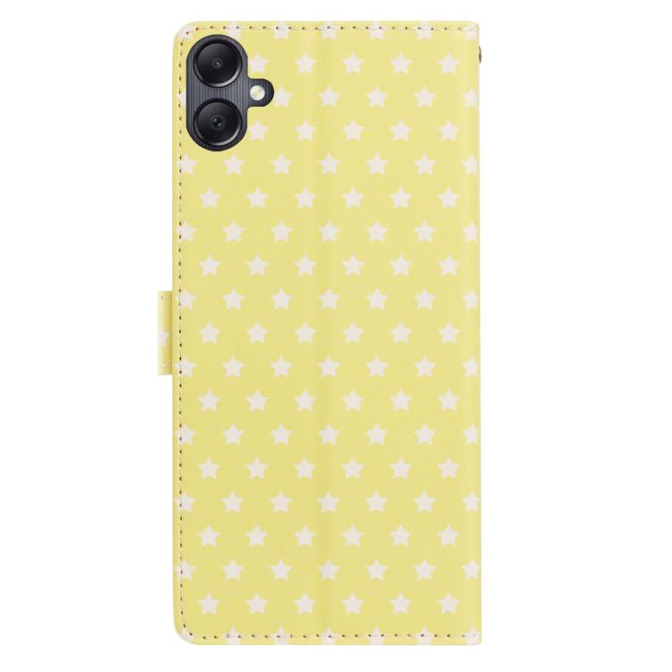 For Galaxy A06 4G Star Pattern Magnetic Buckle Vegan Leather Phone Case with Wrist Strap
