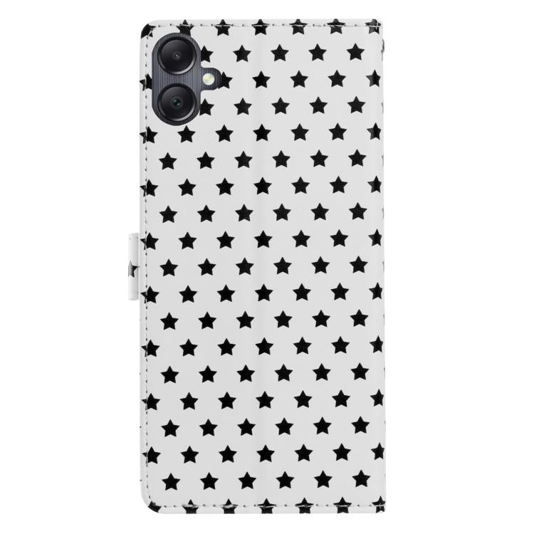 For Galaxy A06 4G Star Pattern Magnetic Buckle Vegan Leather Phone Case with Wrist Strap