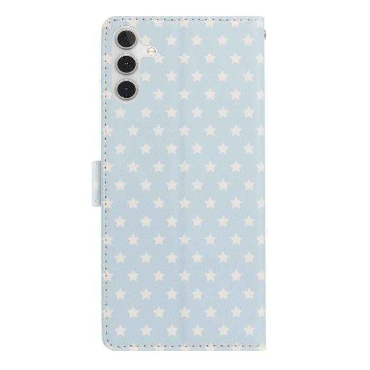 For Galaxy A14 5G Star Pattern Magnetic Buckle Vegan Leather Phone Case with Wrist Strap