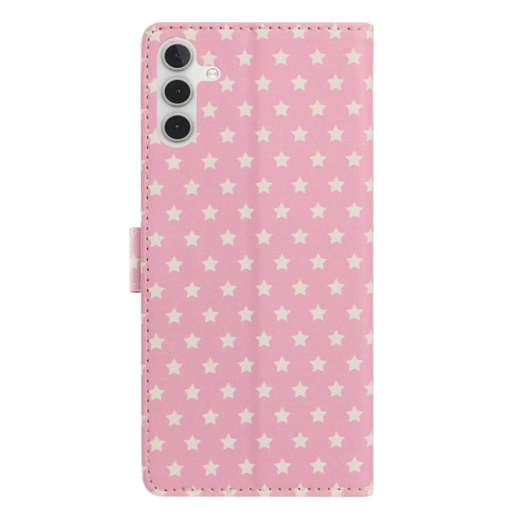 For Galaxy A24 4G Star Pattern Magnetic Buckle Vegan Leather Phone Case with Wrist Strap