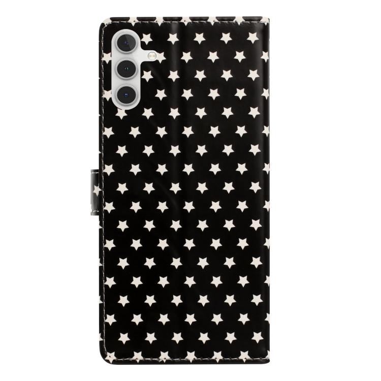 For Galaxy A24 4G Star Pattern Magnetic Buckle Vegan Leather Phone Case with Wrist Strap