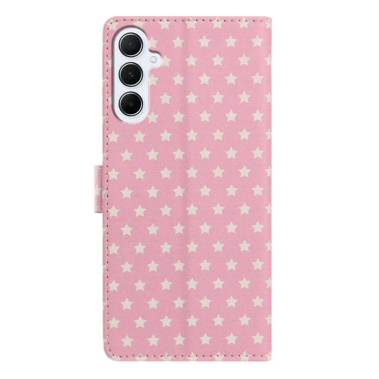 For Galaxy A26 5G Star Pattern Magnetic Buckle Vegan Leather Phone Case with Wrist Strap