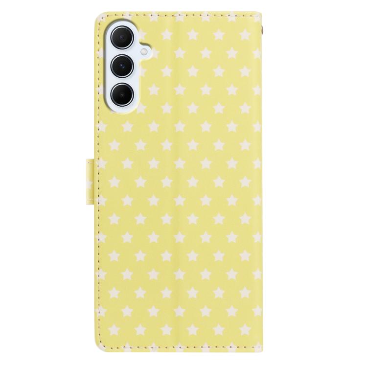 For Galaxy A27 5G Star Pattern Magnetic Buckle Vegan Leather Phone Case with Wrist Strap