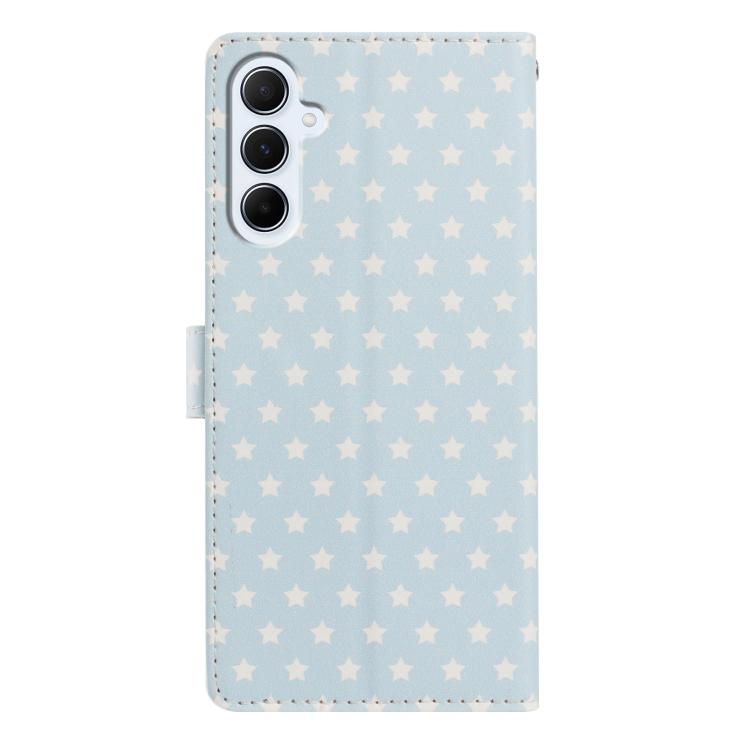 For Galaxy A56 5G Star Pattern Magnetic Buckle Vegan Leather Phone Case with Wrist Strap