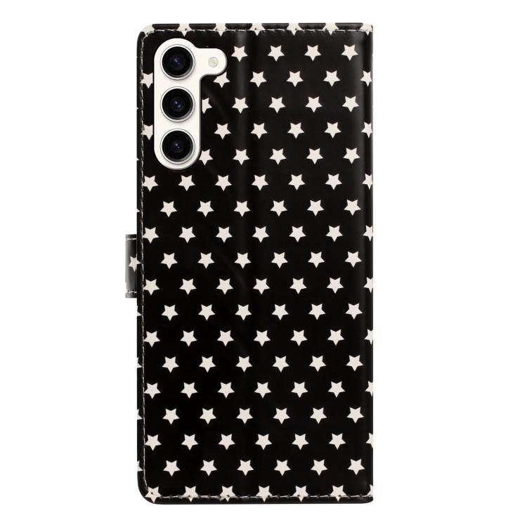 For Galaxy S23+ 5G Star Pattern Magnetic Buckle Vegan Leather Phone Case with Wrist Strap