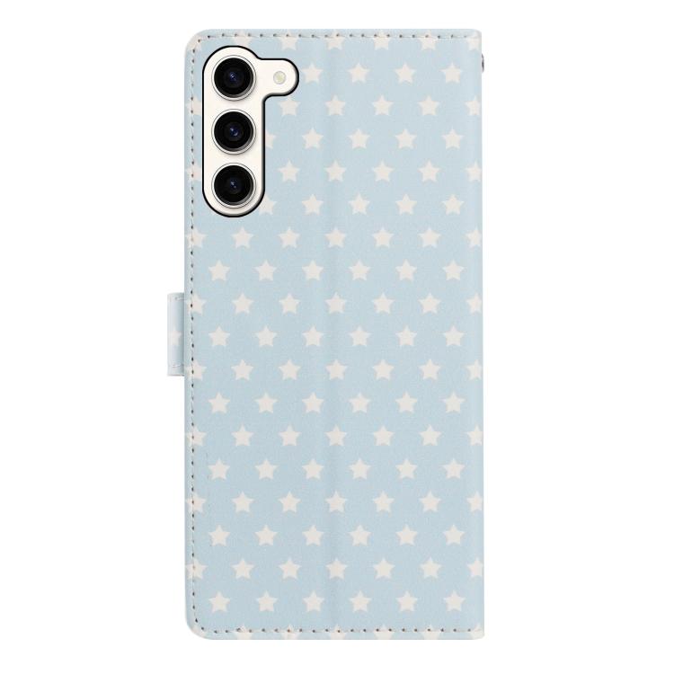For Galaxy S23+ 5G Star Pattern Magnetic Buckle Vegan Leather Phone Case with Wrist Strap
