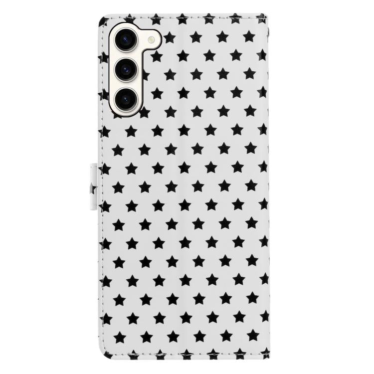 For Galaxy S23+ 5G Star Pattern Magnetic Buckle Vegan Leather Phone Case with Wrist Strap
