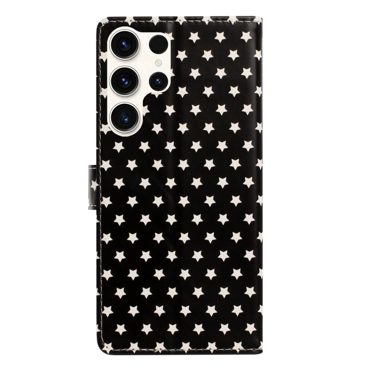 For Galaxy S24 Ultra 5G Star Pattern Magnetic Buckle Vegan Leather Phone Case with Wrist Strap