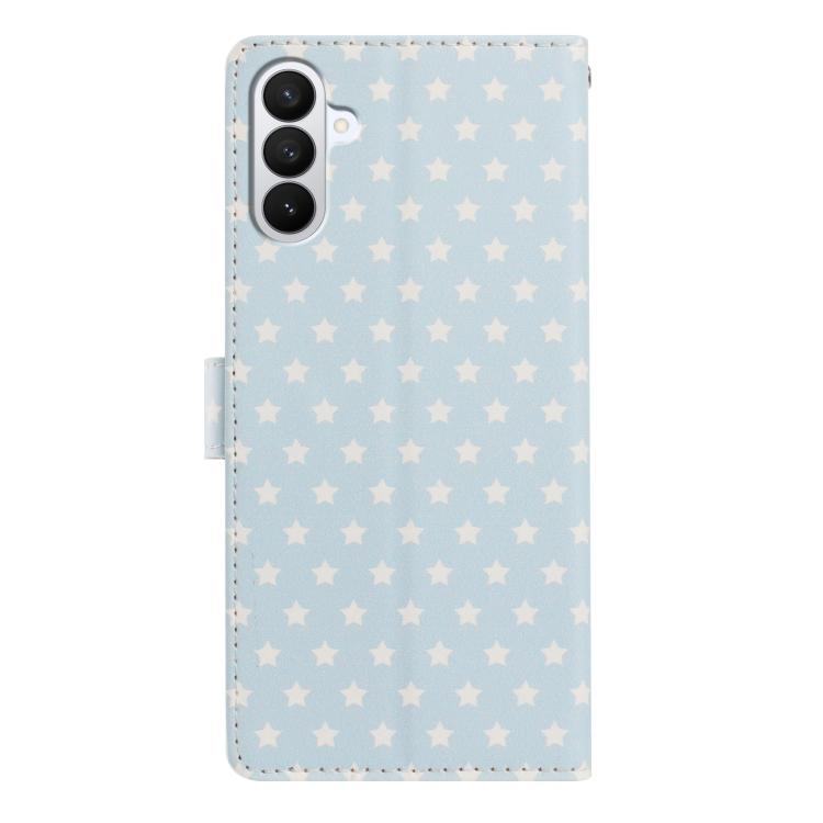 For Galaxy S26+ 5G Star Pattern Magnetic Buckle Vegan Leather Phone Case with Wrist Strap