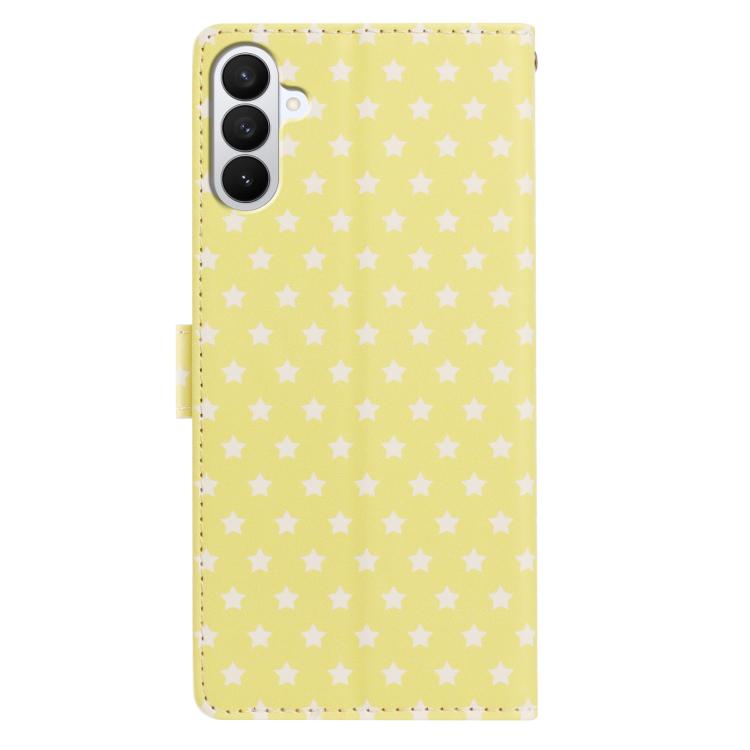 For Galaxy S26+ 5G Star Pattern Magnetic Buckle Vegan Leather Phone Case with Wrist Strap