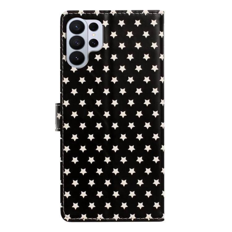 For Galaxy S26 Ultra 5G Star Pattern Magnetic Buckle Vegan Leather Phone Case with Wrist Strap