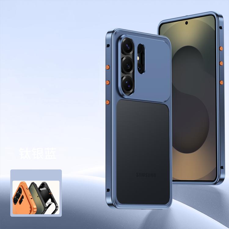 For Samsung Galaxy S25 Ultra 5G Cooling Spring Buckle Metal Frame Phone Case