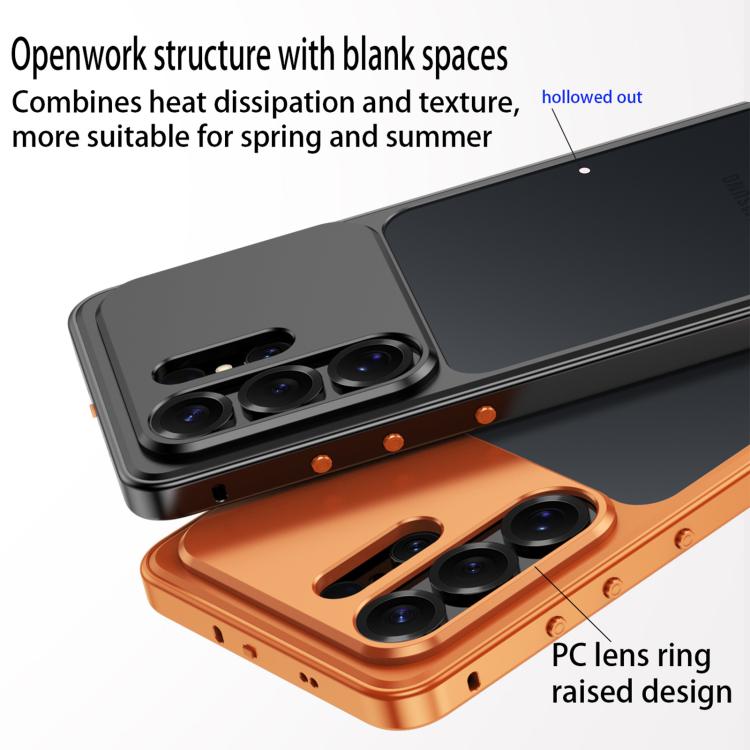 For Samsung Galaxy S24 Ultra 5G Cooling Spring Buckle Metal Frame Phone Case