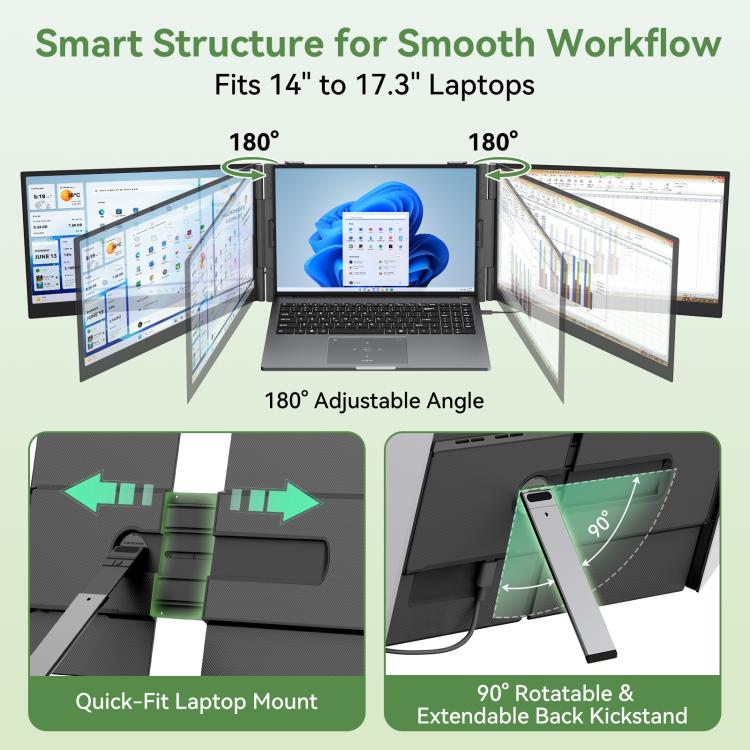 [HK Warehouse] Blackview DCM8 Pro 15.3-inch Dual-Screen Portable Extension Monitor for 14-17.3 inch Laptops - Grey