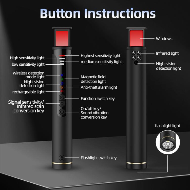 T016 Portable Multifunctional Intelligent Infrared Detector - Black