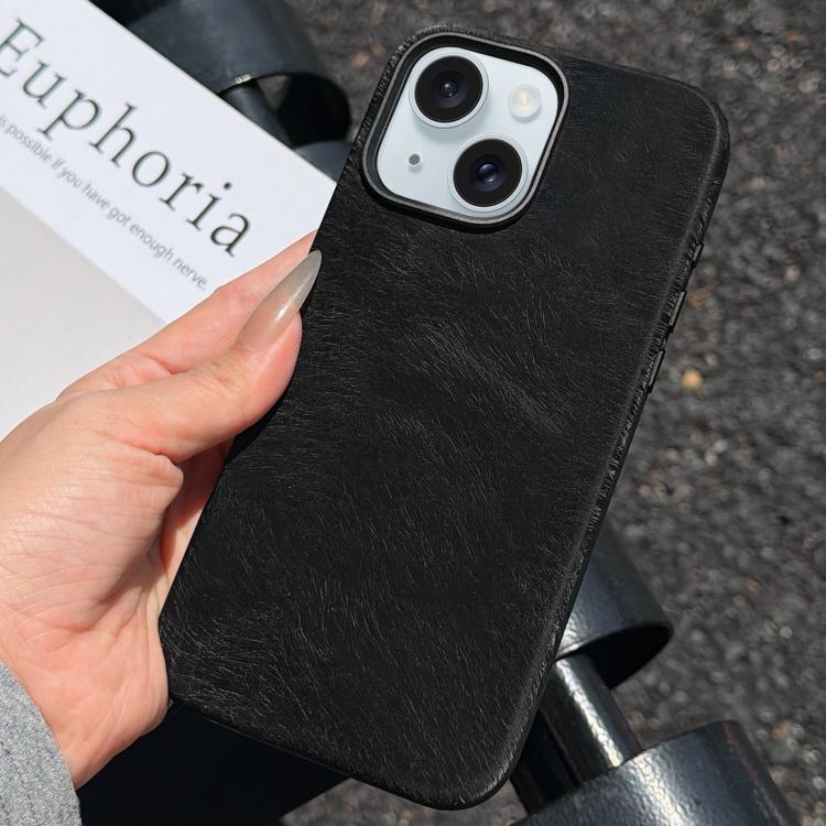 For iPhone 15 Plus Horsehair Pattern Magnetic Full Coverage TPU Phone Case