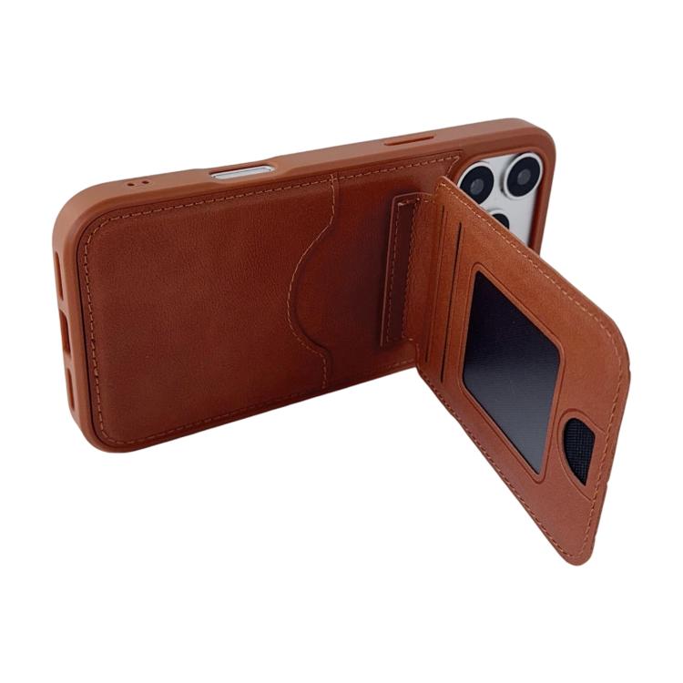 For iPhone 17 Pro Multifunctional Vertical Flip Card Wallet Holder Vegan Leather Back Phone Case
