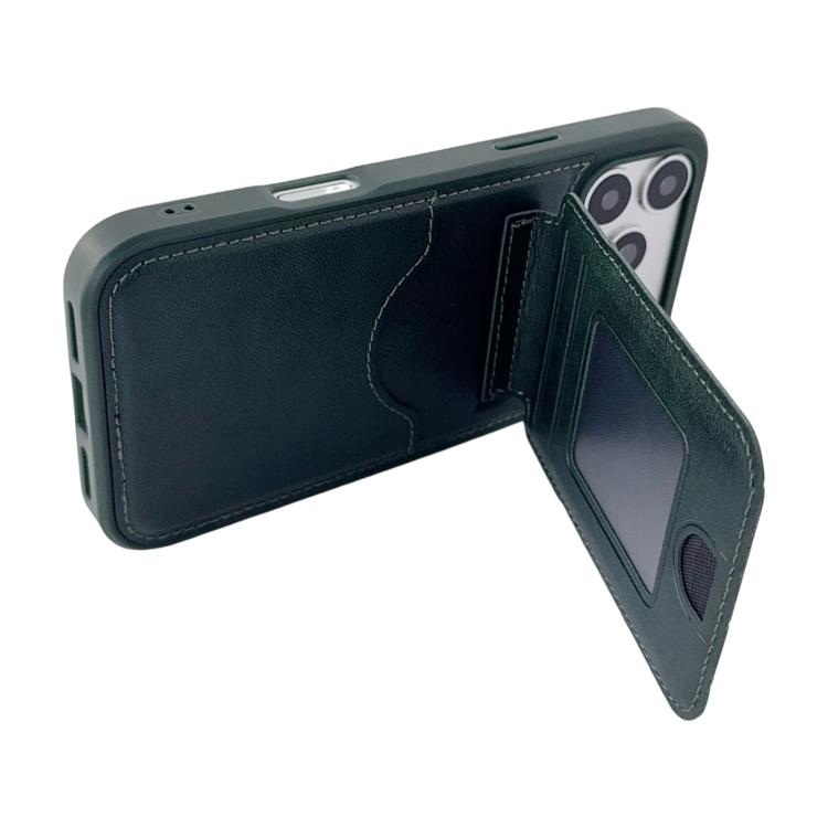 For iPhone 14 / 13 Multifunctional Vertical Flip Card Wallet Holder Vegan Leather Back Phone Case