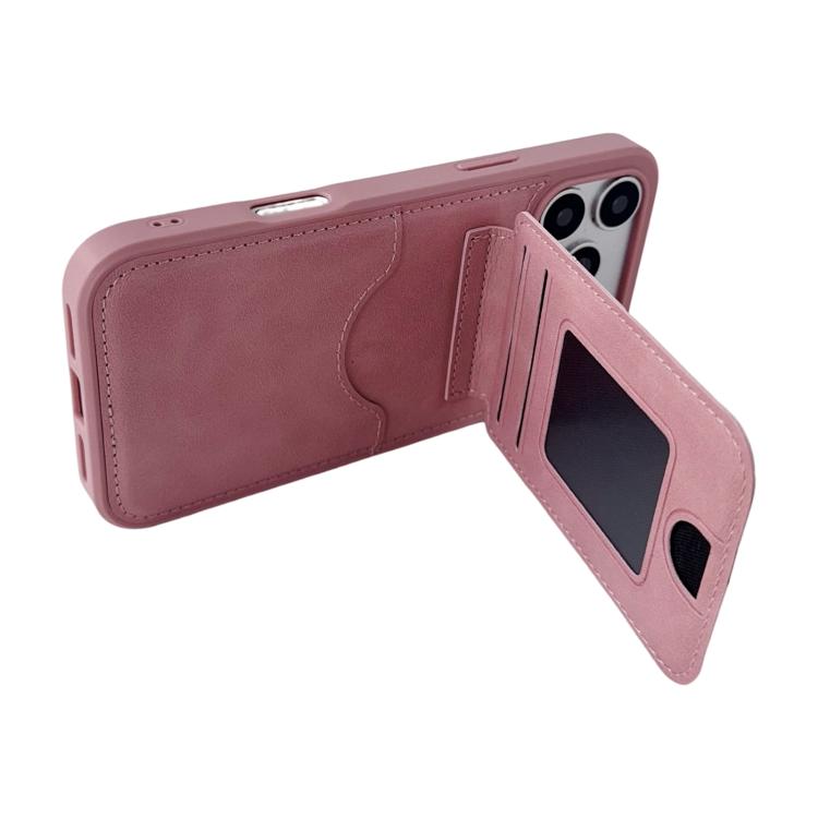 For iPhone 14 Pro Multifunctional Vertical Flip Card Wallet Holder Vegan Leather Back Phone Case