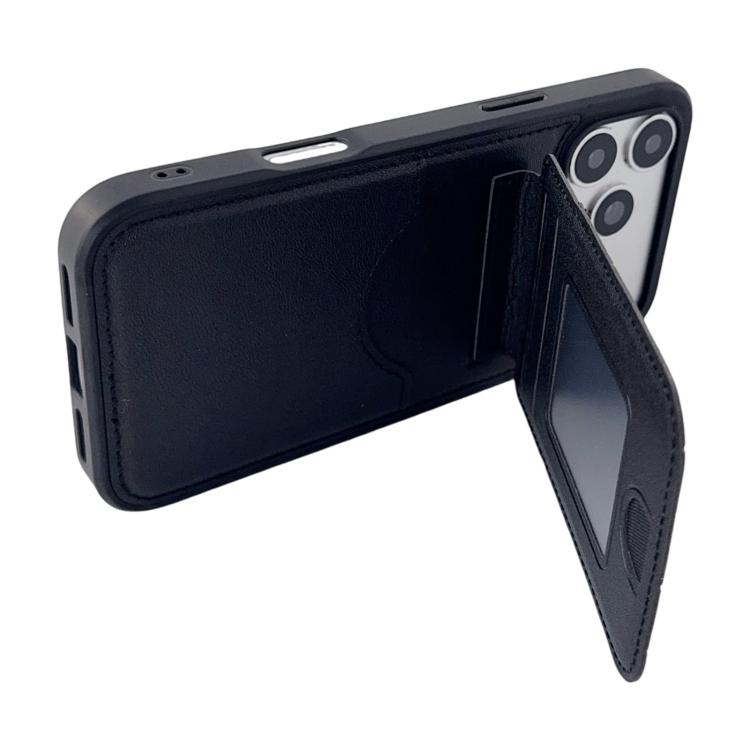 For iPhone 14 Pro Max Multifunctional Vertical Flip Card Wallet Holder Vegan Leather Back Phone Case
