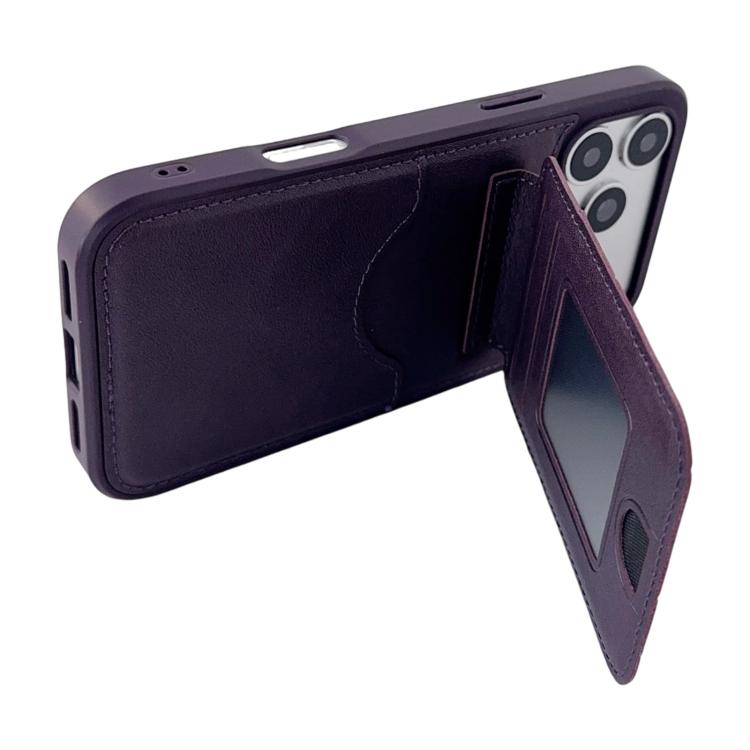 For iPhone 11 Multifunctional Vertical Flip Card Wallet Holder Vegan Leather Back Phone Case