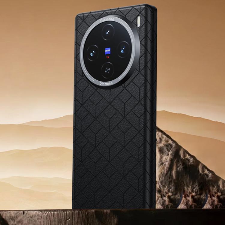 For vivo X100 Pro Rubik Cube Series Embossed Grid Pattern Magnetic Phone Case