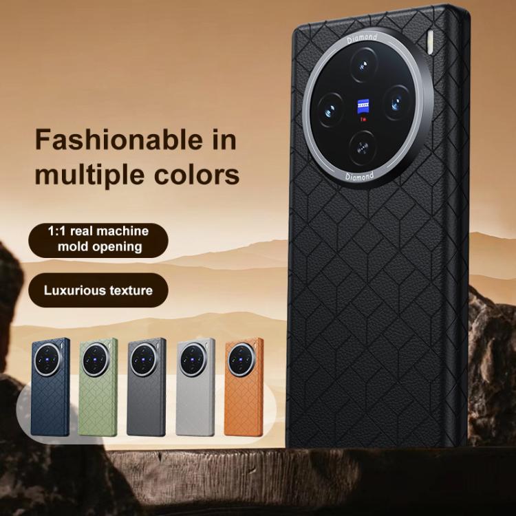 For vivo X300 Rubik Cube Series Embossed Grid Pattern Magnetic Phone Case